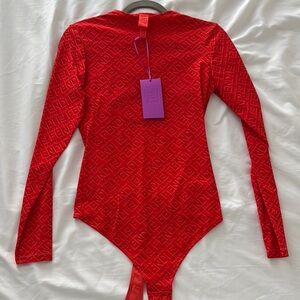 Red Long Sleeve Bodysuit
